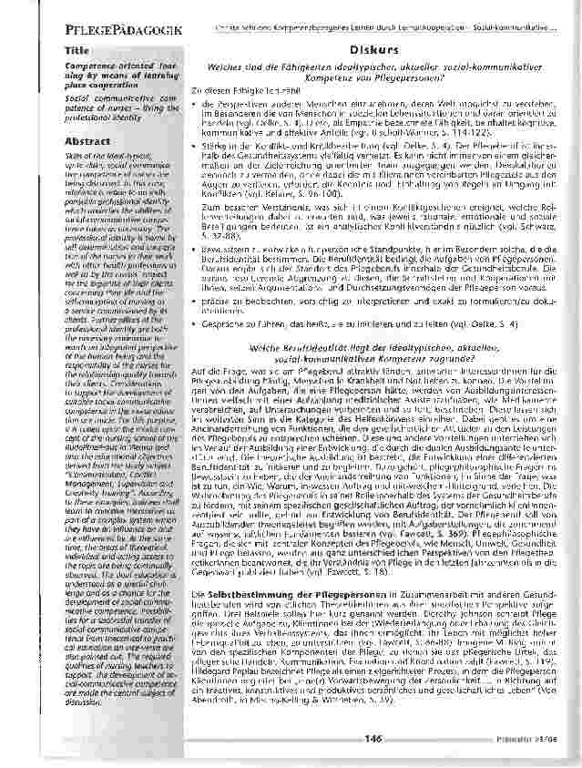 Vorschauseite 2: Kompetenzbezogenes Lernen durch LernortkooperationSozial-kommunikative Kompetenz von Pflegepersonen - Berufsidentität leben