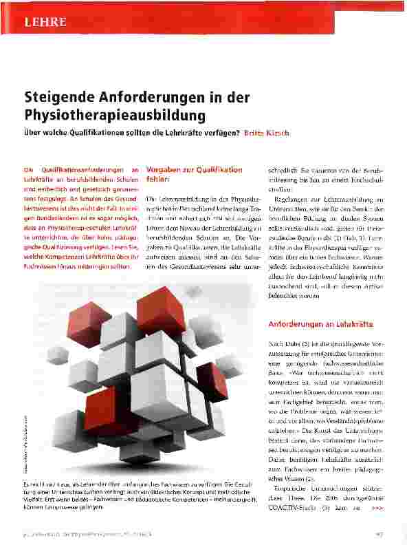 Vorschauseite 1: Steigende Anforderungen in der Physiotherapieausbildung