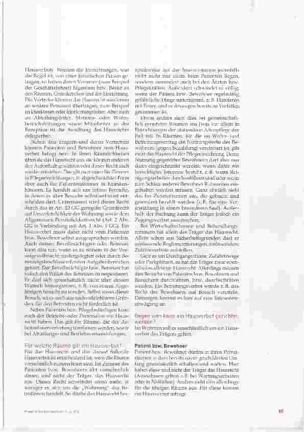Vorschauseite 3: Hausverbot in Krankenhäusern und Pflegeeinrichtungen