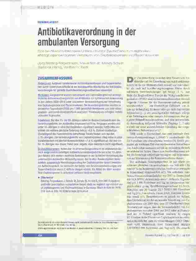 Vorschauseite 1: Antibiotikaverordnung in der ambulanten Versorgung