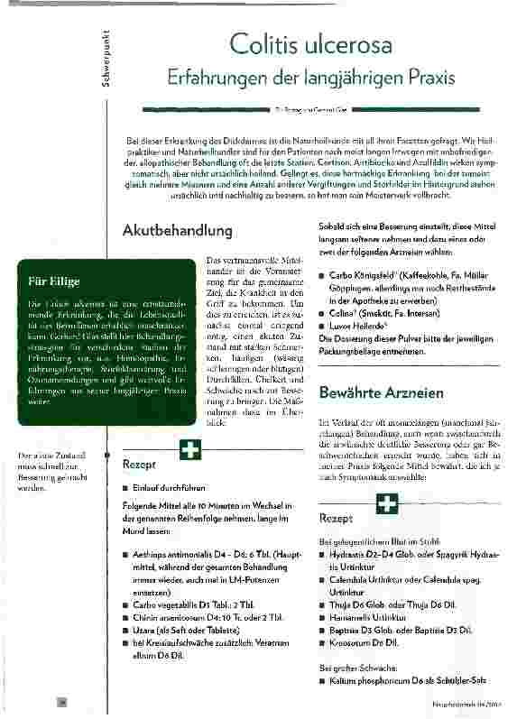 Vorschauseite 1: Colitis ulcerosa Erfahrungen der langjährigen Praxis