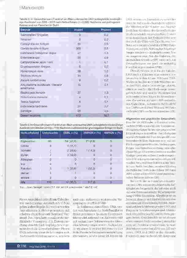 Vorschauseite 5: Unbegleitete minderjährige Asylsuchende (UMA)in Frankfurt am Main 2006-2015: Allgemeiner Gesundheitszustand, Prävalenz von Tuberkulose, Parasiten und multiresistenten Erregern