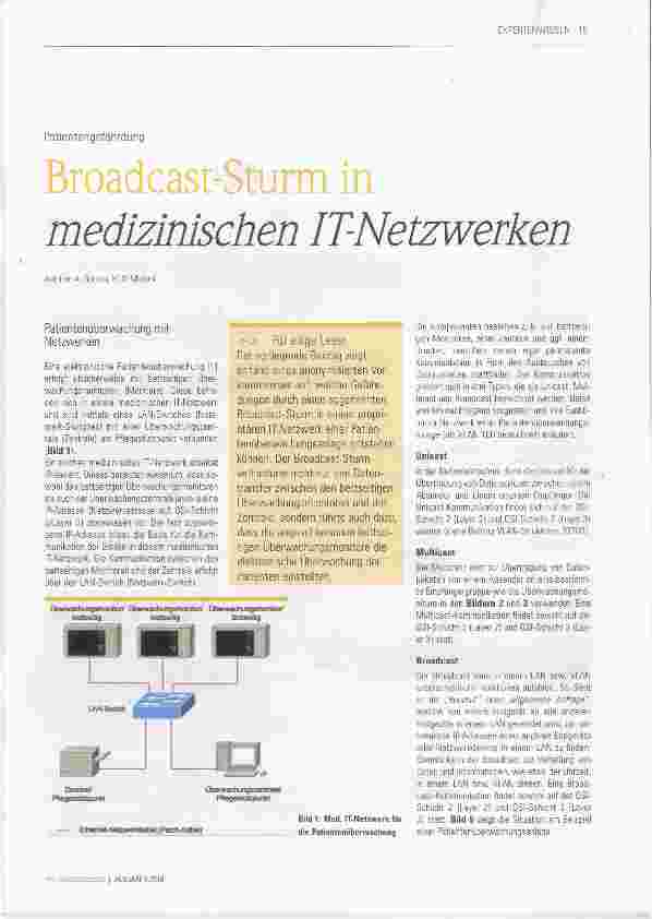Vorschauseite 1: Broadcast-Sturm in medizinischen IT-Netzwerken