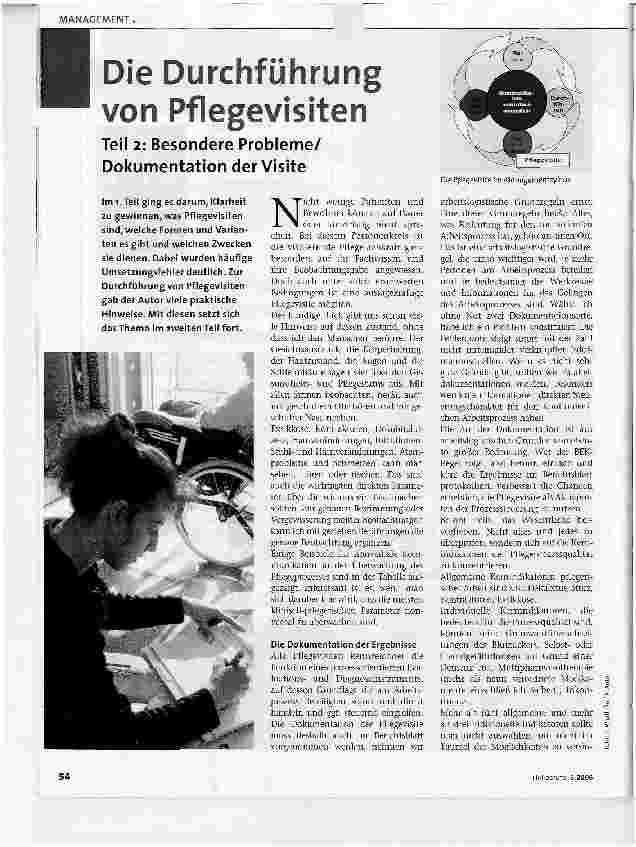 Vorschauseite 1: Die Durchführung von PflegevisitenTeil 2: Besondere Probleme/ Dokumentation der Visite