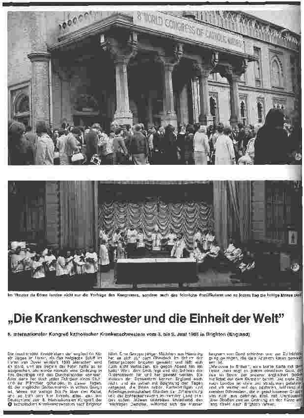 Vorschauseite 1: Die Krankenschwester und die Einheit der Welt 8. Internationaler Kongreß katholischer Krankenschwestern 3.6.-9.6.66