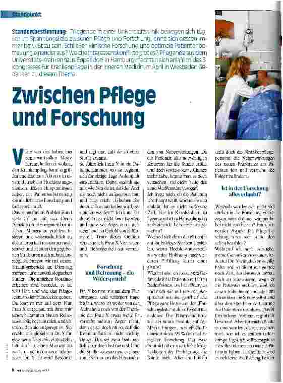 Vorschauseite 1: Zwischen Pflege unf Forschung
