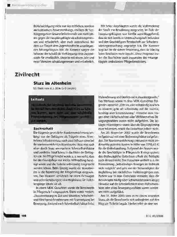 Vorschauseite 1: Zivilrecht - Sturz im Altenheim