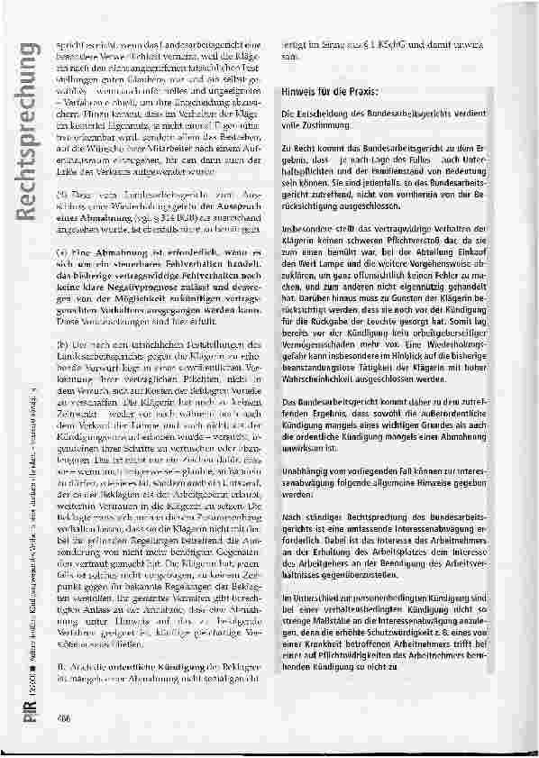 Vorschauseite 4: Außerordentliche Kündigung wegen des Verdachts einer strafbaren Handlung - Interessenabwägung