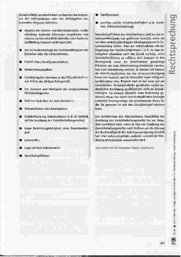 Vorschauseite 5: Außerordentliche Kündigung wegen des Verdachts einer strafbaren Handlung - Interessenabwägung