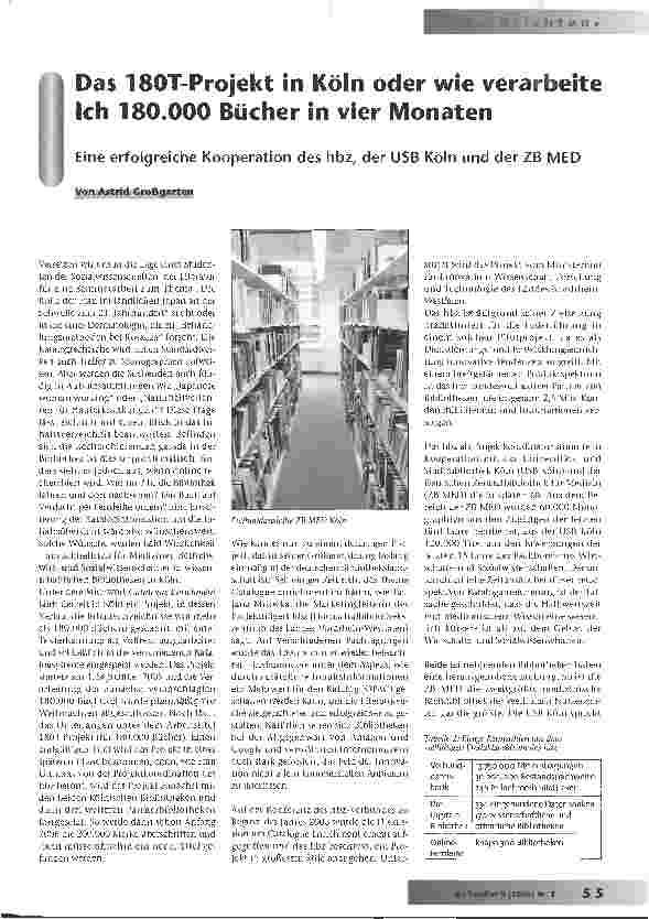 Vorschauseite 1: Das 180T-Projekt in Köln oder wie verarbeite ich 180.000 Bücher in vier Monaten