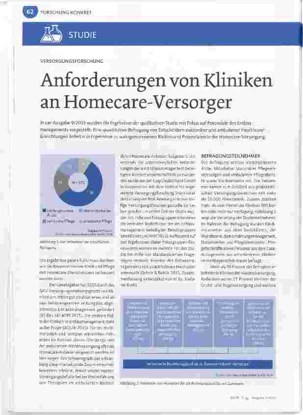 Vorschauseite 1: Anforderungen von Kliniken an Homecare-Versorger