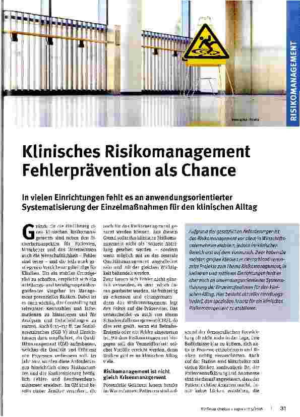Vorschauseite 1: Klinisches Risikomanagement Fehlerprävention als Chance
