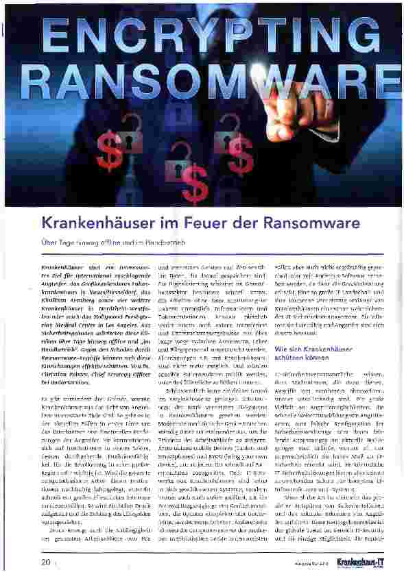 Vorschauseite 1: Krankenhäuser im Feuer der Ransomware
