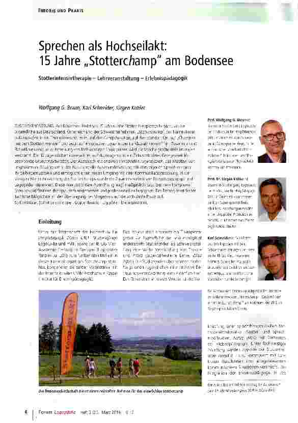 Vorschauseite 1: Sprechen als Hochseilakt: 15 Jahre „Stotterchamp am Bodensee