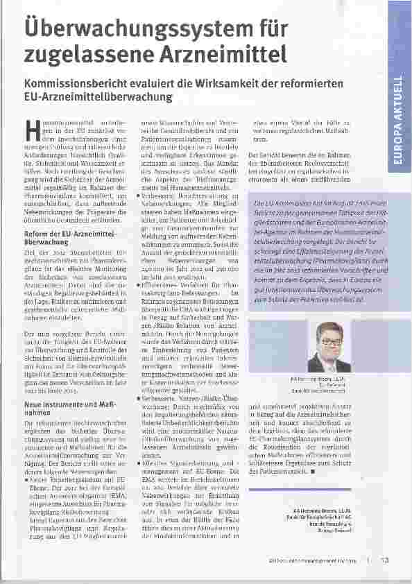 Vorschauseite 1: Überwachungssystem für zugelassene Arzneimittel