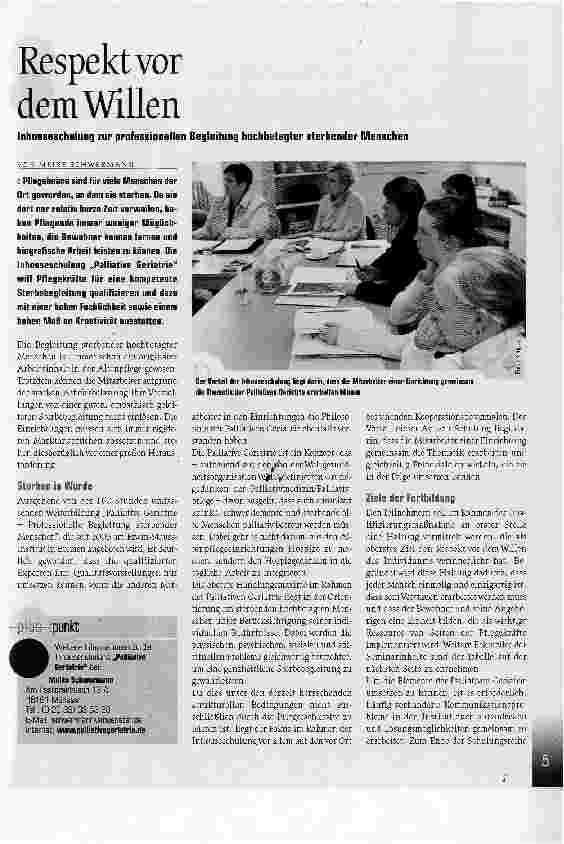 Vorschauseite 1: Respekt vor dem WillenInhouseschulung zur professionellen Begleitung hochbetagter sterbender Menschen
