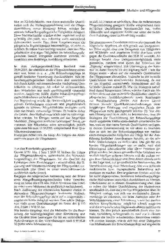 Vorschauseite 2: Dürfen in der Behandlungspflege in Pflegeeinrichtungen nur Pflegefachkräfte eingesetzt werden?