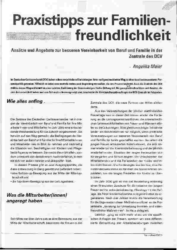 Vorschauseite 1: Praxistipps zur Familienfreundlichkeit