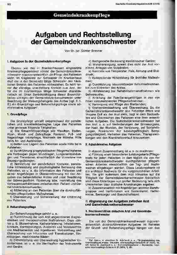 Vorschauseite 1: Aufgaben und Rechtstellung der Gemeindekrankenschwester