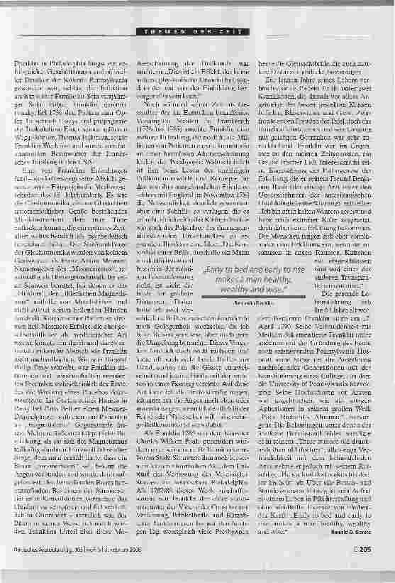 Vorschauseite 2: Benjamin FranklinVerbundenheit mit der Medizin