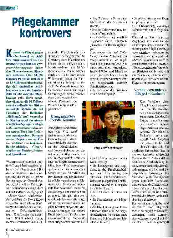 Vorschauseite 1: Pflegekammer kontrovers