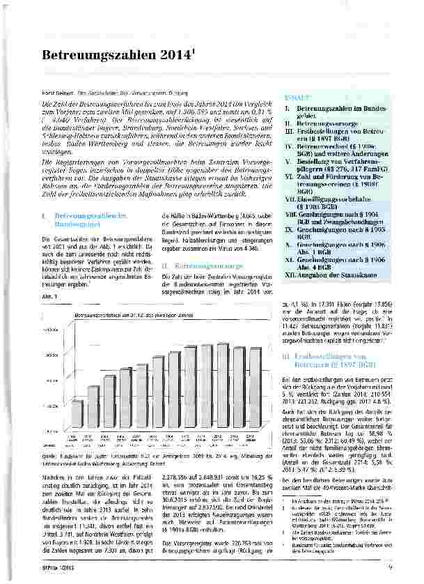 Vorschauseite 1: Betreuungszahlen 2014
