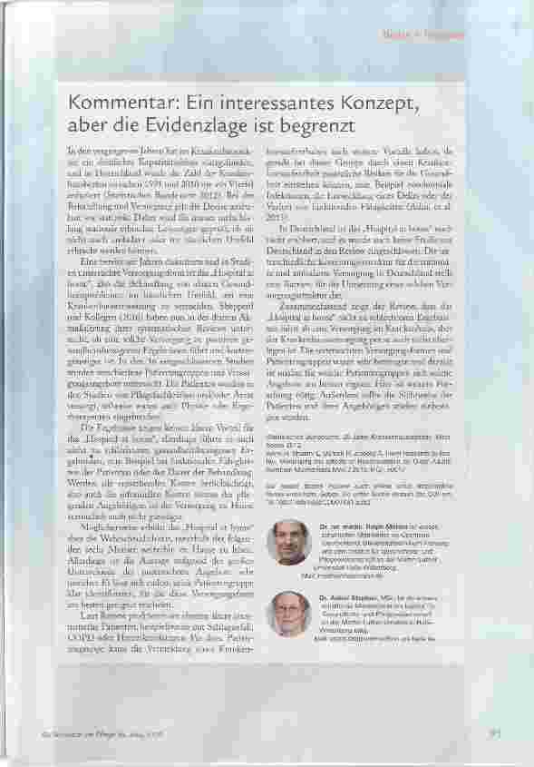 Vorschauseite 2: Weniger Klinikaufenthalte durch häusliche Angebote?