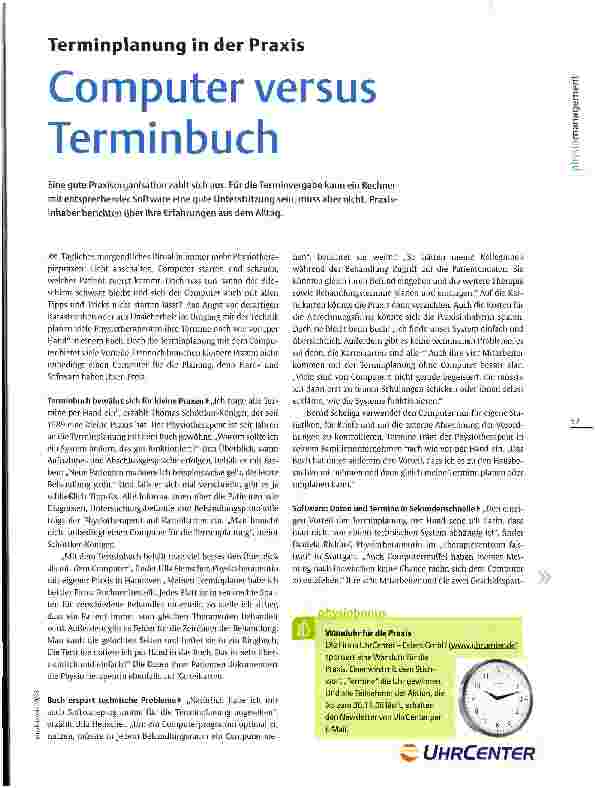 Vorschauseite 1: Computer versus TerminbuchTerminplanung in der Praxis