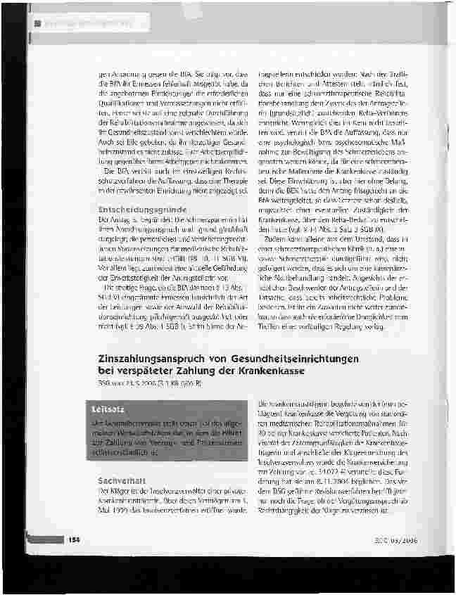 Vorschauseite 1: Zinszahlungsanspruch von Gesundheitseinrichtungen bei verspäteter Zahlung der Krankenkasse