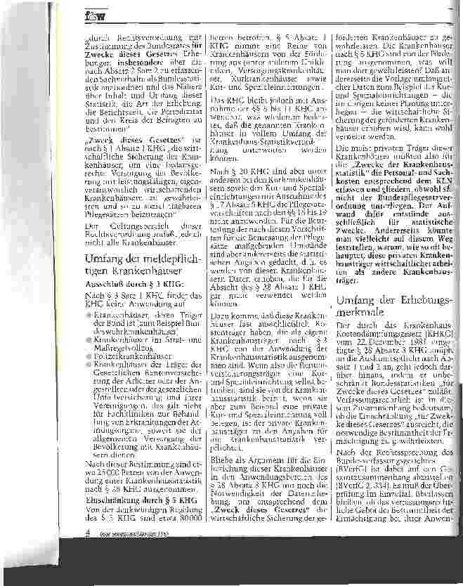 Vorschauseite 2: Krankenhaus-Statistikverordnung nach Paragraph 28 KHG