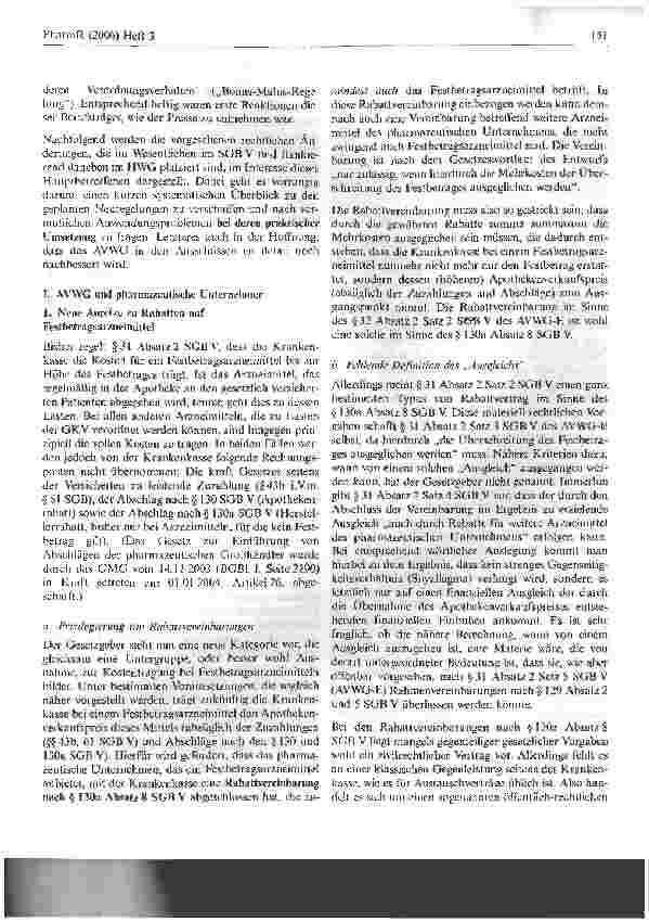 Vorschauseite 2: Entwurf eines Gesetzes zur Verbesserung der Wirtschaftlichkeit in der Arzneimittelversorgung (AVWG-E)