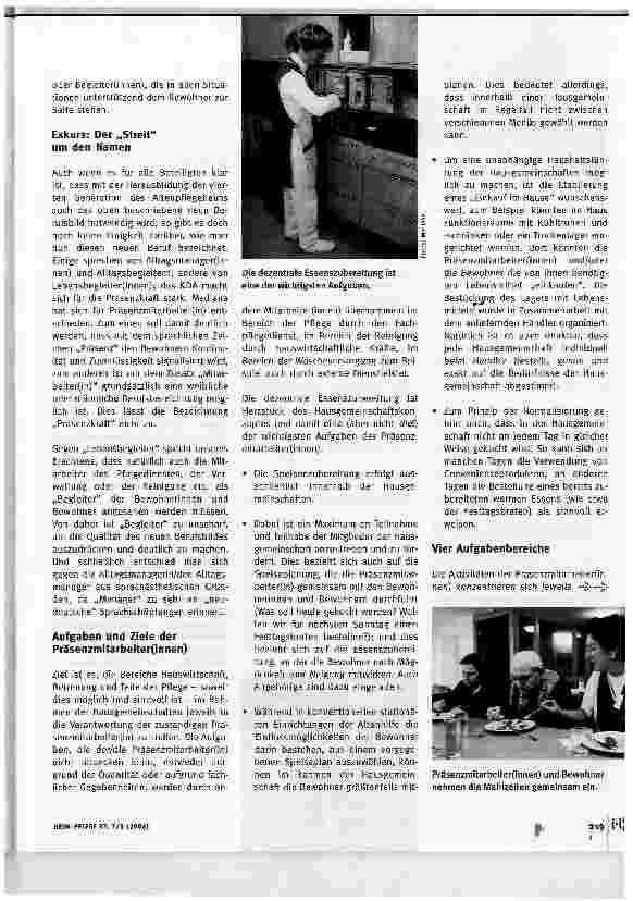 Vorschauseite 2: Neues Berufsbild: Präsenzmitarbeiter(innen)Ein neues, wichtiges Berufsbild in der stationären Altenhilfe sind die Präsenzmitarbeiter(innen)