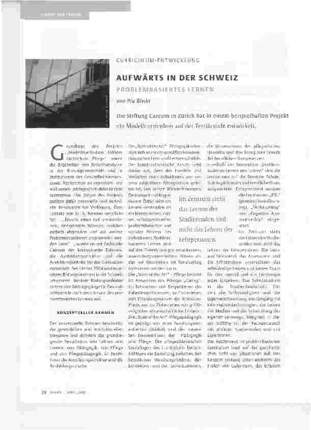 Vorschauseite 1: CURRICULUM-ENTWICKLUNGAUFWÄRTS IN DER SCHWEIZ