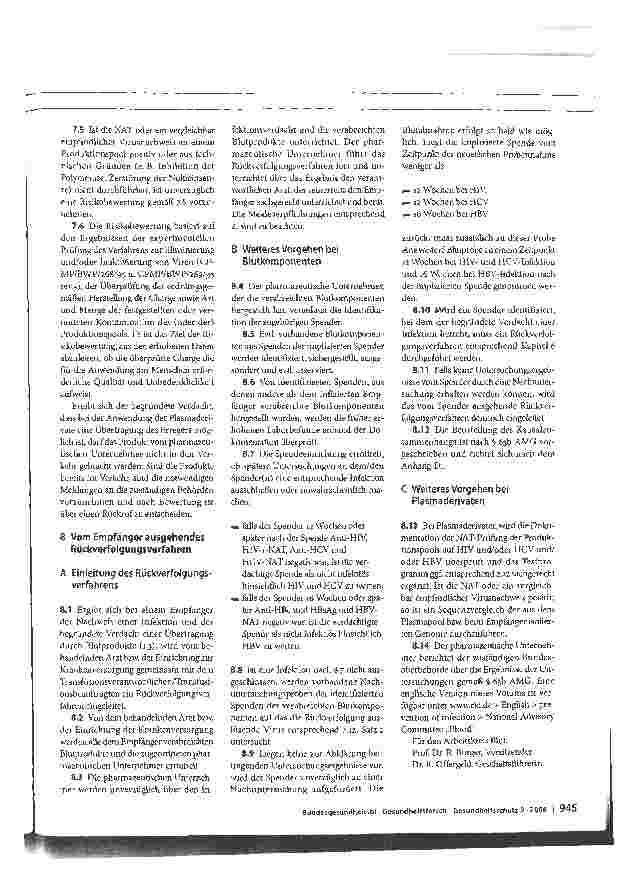 Vorschauseite 6: Verfahren zur Rückverfolgung (Look Back) (gemäß §19 Transfusionsgesetz)