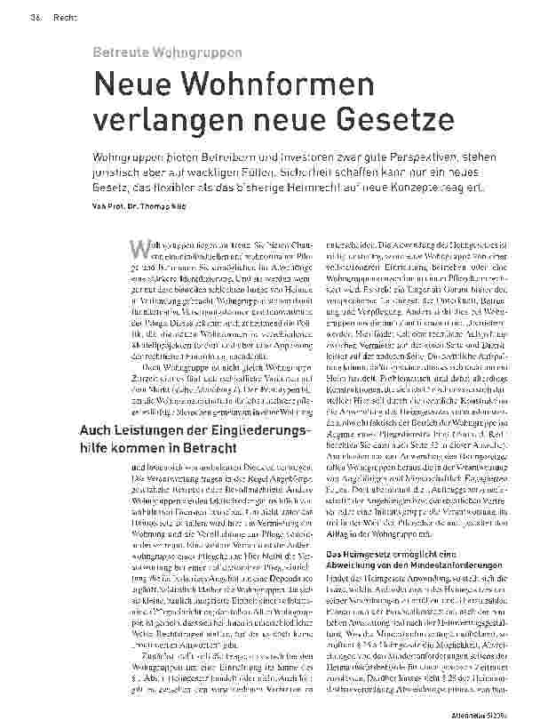 Vorschauseite 1: Neue Wohnformen verlangen neue Gesetze