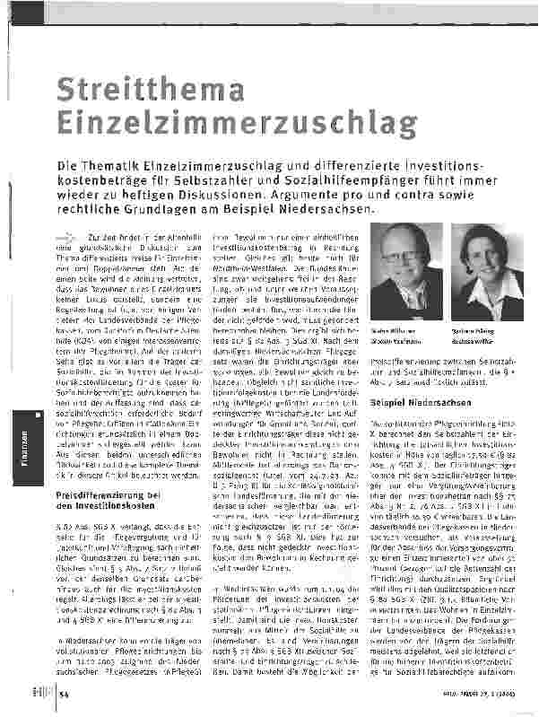 Vorschauseite 1: Streitthema Einzelzimmerzuschlag
