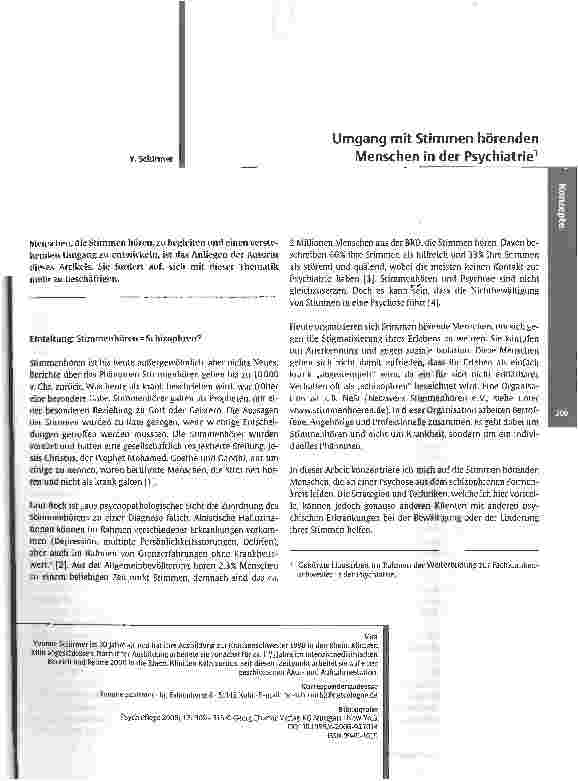 Vorschauseite 1: Umgang mit Stimmen hörenden Menschen in der Psychiatrie
