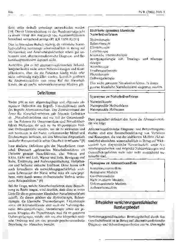Vorschauseite 2: Aus der versicherungsmedizinischen Praxis - Zur Problematik alternativmedizinischer Diagnoseund Behandlungsmethoden*