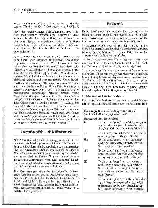 Vorschauseite 3: Aus der versicherungsmedizinischen Praxis - Zur Problematik alternativmedizinischer Diagnoseund Behandlungsmethoden*