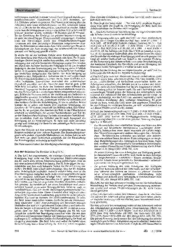 Vorschauseite 2: Ordentliche Unkündbarkeit - private Internetnutzung