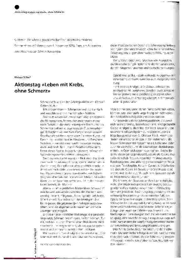 Vorschauseite 1: Aktionstag Leben mit Krebs, ohne Schmerz