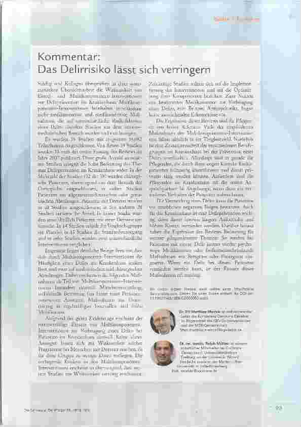 Vorschauseite 2: Kann man ein Delir im Krankenhaus verhindern?