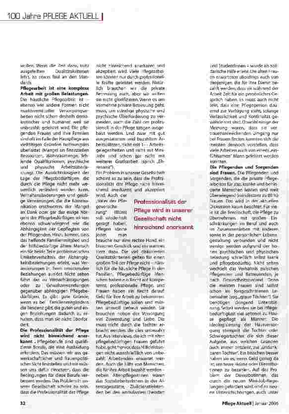 Vorschauseite 3: Pflege in Deutschland ist weiblich - ein Blick auf die Pflege 2006