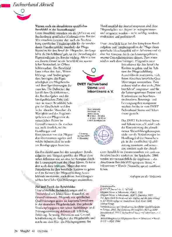 Vorschauseite 2: Ein spezifisches HandlungsfeldBerufsbild Pflegeexperte Stoma • Inkontinenz • Wunde Stomatherapeutlin)
