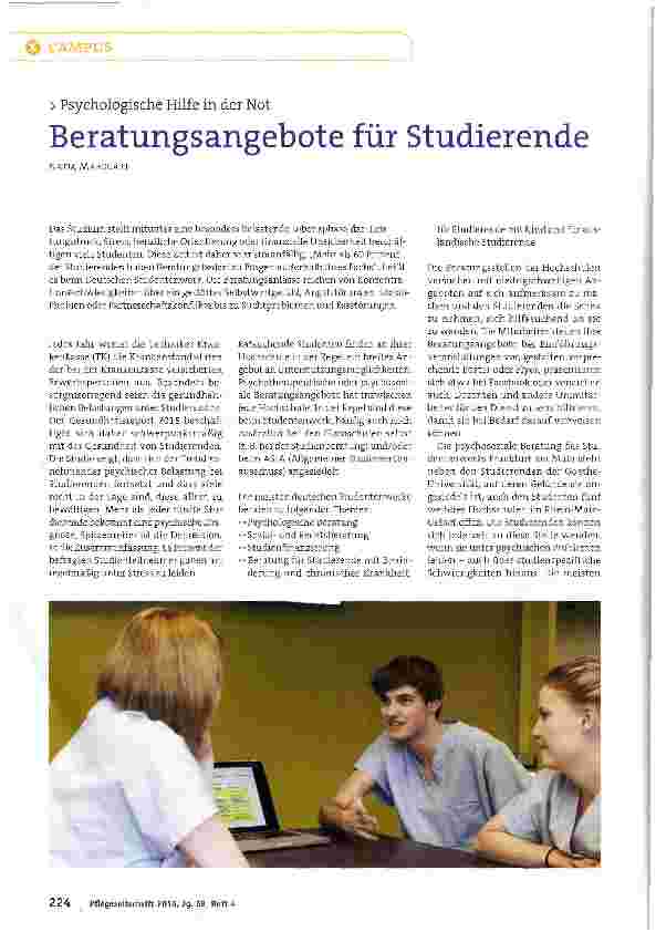 Vorschauseite 1: Beratungsangebote für Studierende