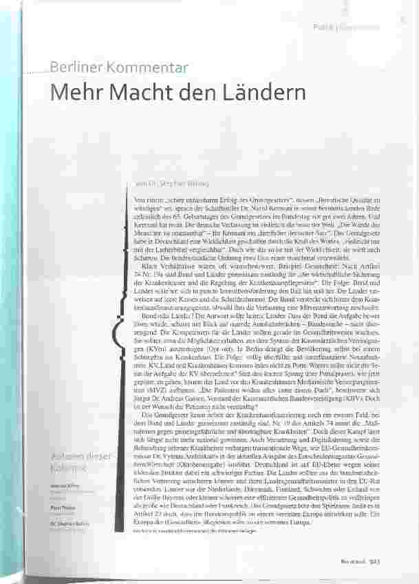 Vorschauseite 1: Mehr Macht den Ländern