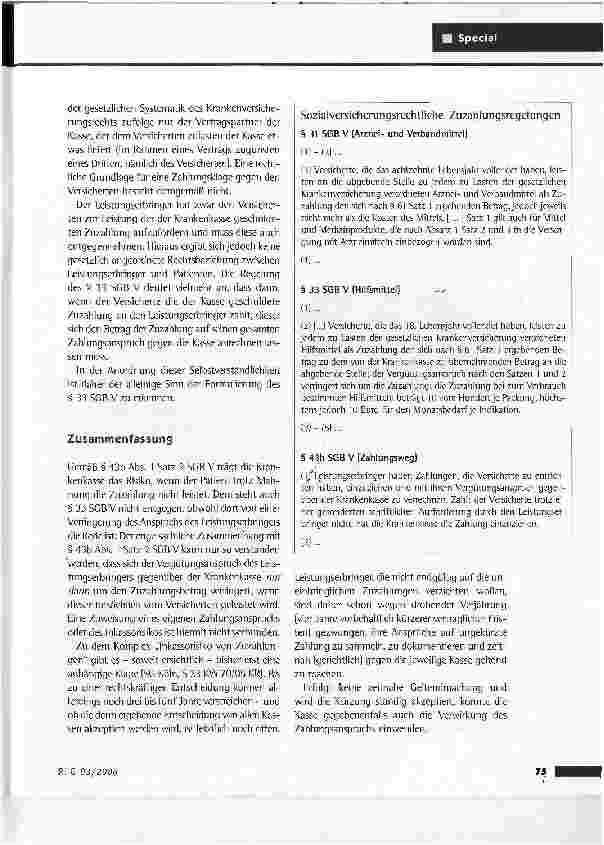 Vorschauseite 2: Zuzahlung: Wer trägt das Risiko eines Zahlungsausfalls?- Die Krankenkassen mauern -