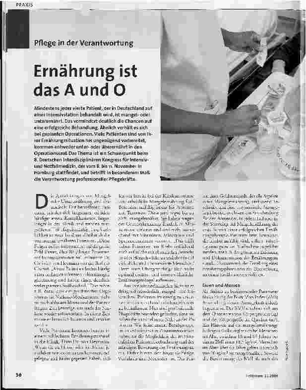 Vorschauseite 1: Pflege in der Verantwortung - Ernährung ist das A und O
