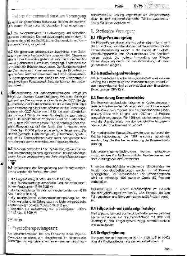 Vorschauseite 3: Regierungskoalition einigt sich auf Eckpunkte zur Fortführung der 3. Stufe der Gesundheitsreform