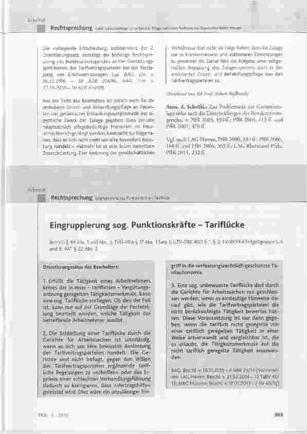 Vorschauseite 1: Eingruppierung sog. Punktionskräfte Tariflücke